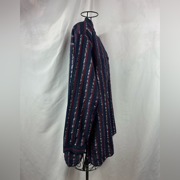 J crew metallic striped 3/4 button popover blouse size 4 - Picture 5 of 8